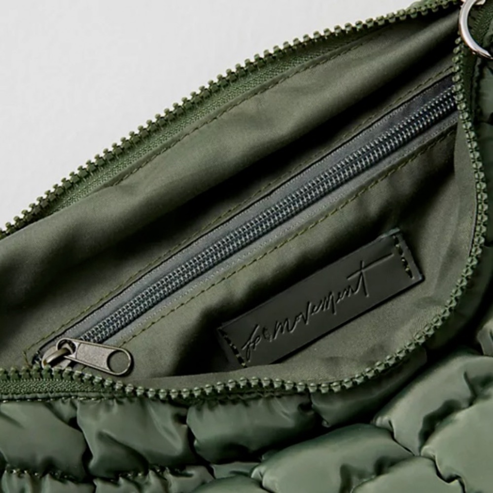 Free People FP Movement Quilted Carryall Green Army - Picture 3 of 9